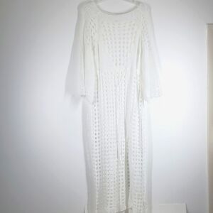 Chic White Crochet Long Dress